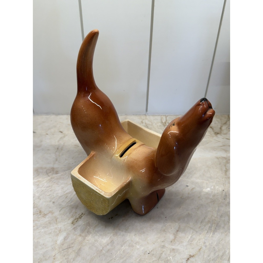 Vintage 1950s A.L. Hirsch Rover Dachshund Dresser Caddy Ceramic Planter MCM